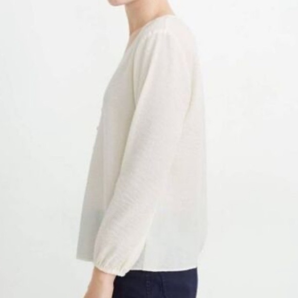 Madewell Ivory Long Sleeve Button Front Crinkle Blouse - Picture 4 of 16